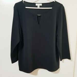 Calvin Klein Black Textured Blouse XL 3/4 Sleeve Top